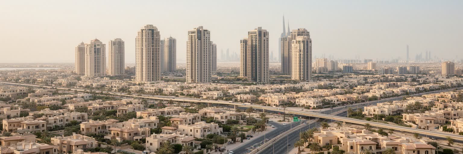 アブダビの住宅地と郊外生活を表す画像