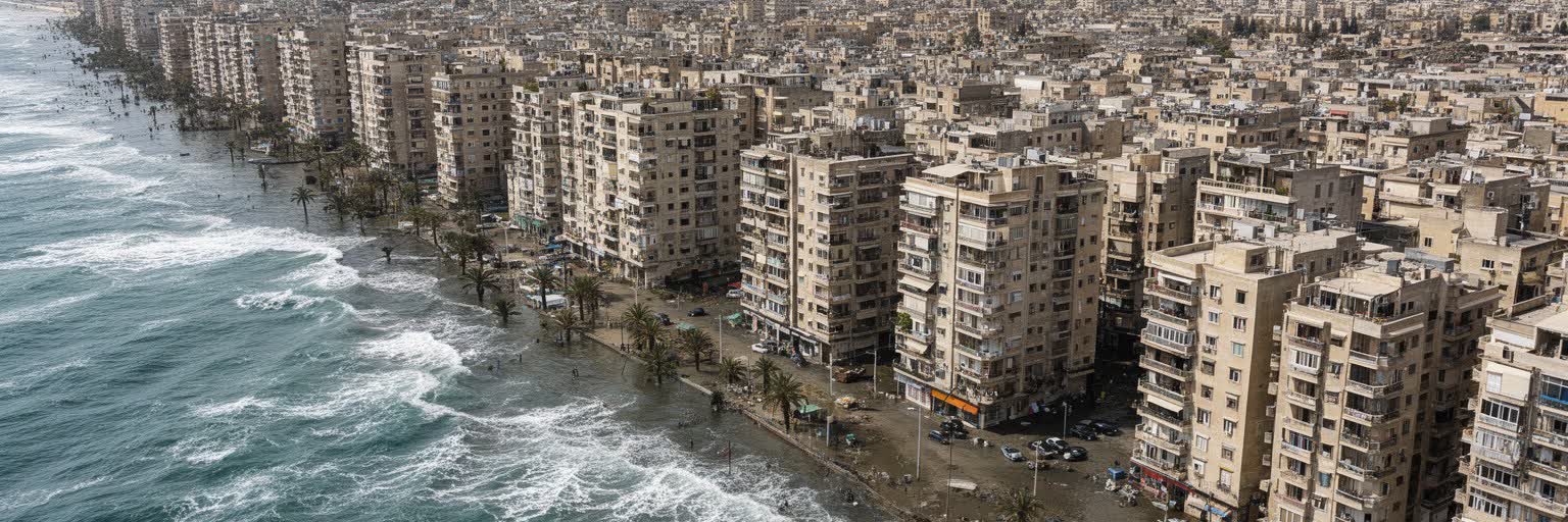 アレクサンドリアの海面上昇、冬の嵐、排水、低地、波を受ける海岸