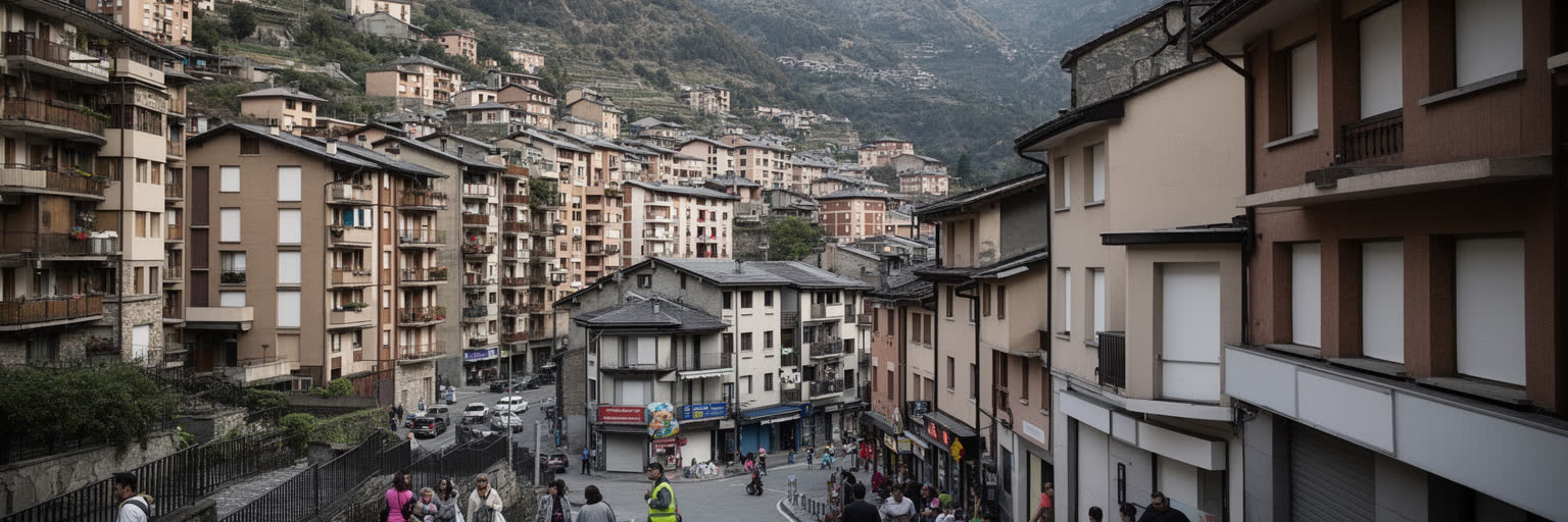 アンドラ・ラ・ベリャの集合住宅、山腹住宅、移住者、生活費を表す景観