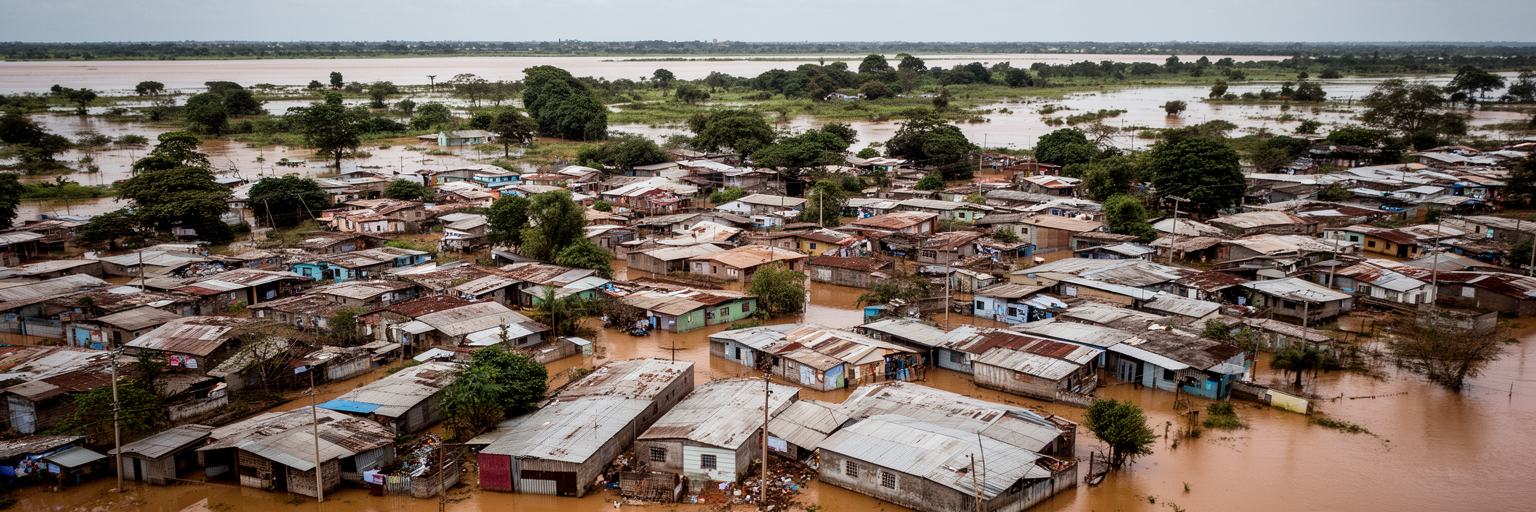 アスンシオンのバニャードス、低地住宅、川の増水、移転住宅を表す画像