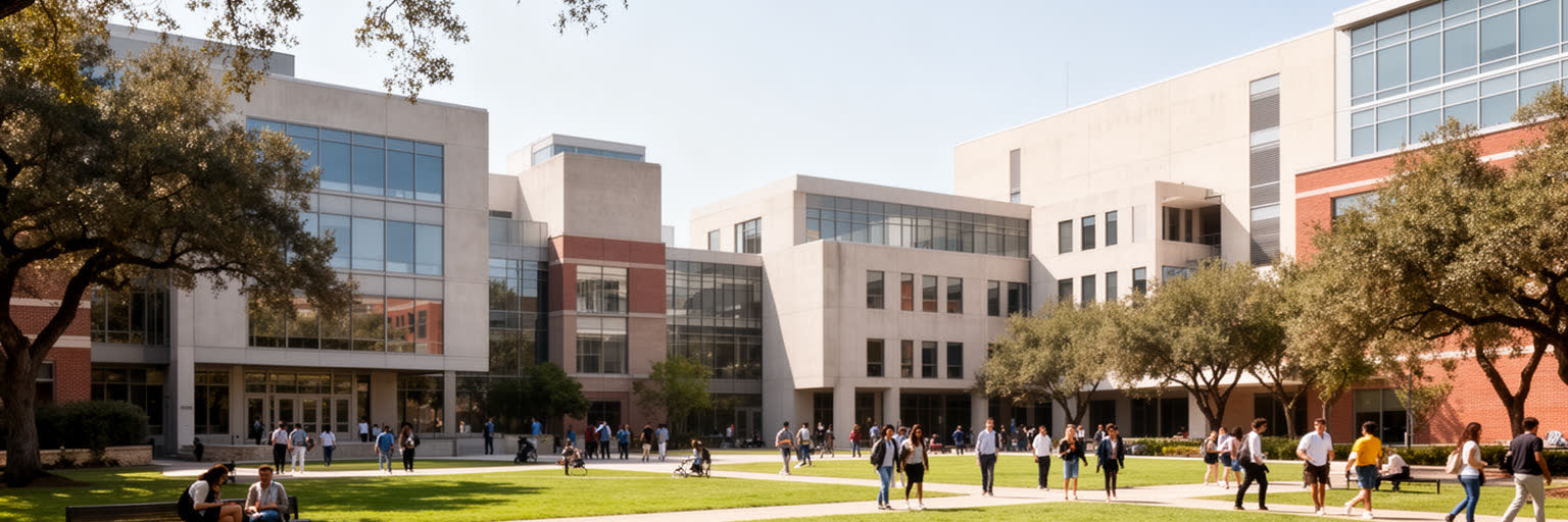 テキサス大学オースティン校と研究都市としての風景を表す画像