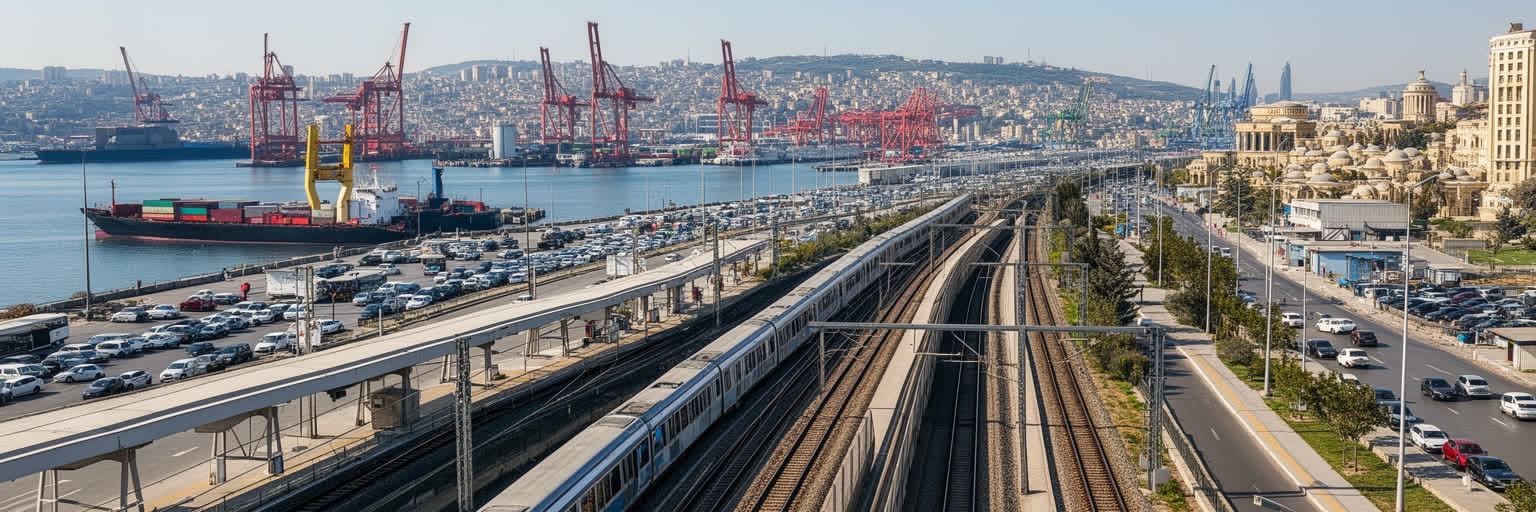 地下鉄、港湾、鉄道、幹線道路が重なるバクーの交通と物流景観