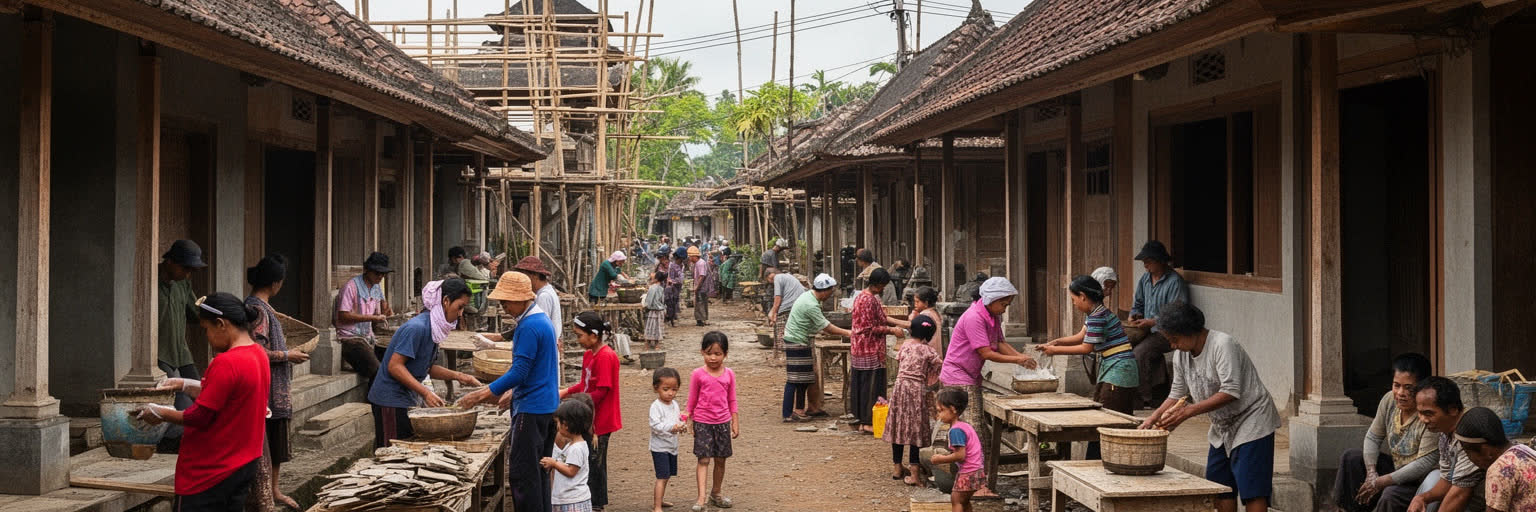 バリの住宅地、水、ごみ、生活インフラを表す画像