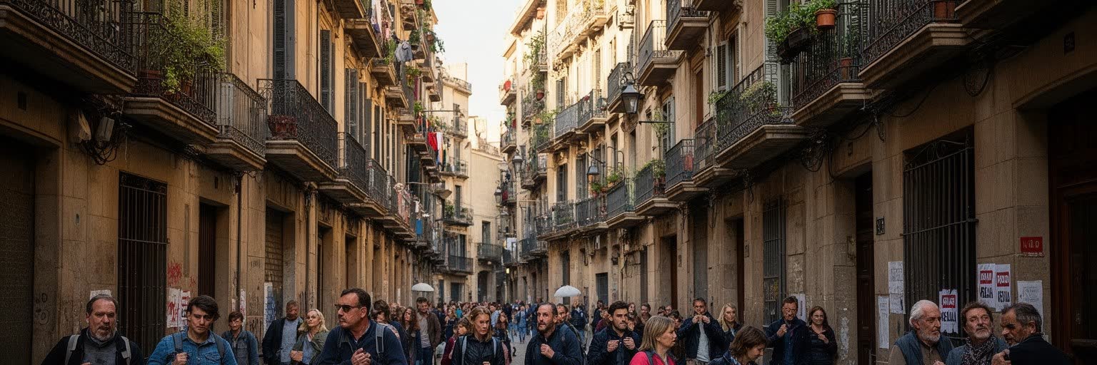 観光客、集合住宅、市場が近接するバルセロナの日常