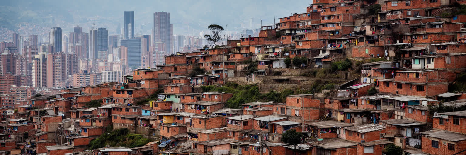 ボゴタの丘陵住宅、集合住宅、所得格差を表す画像