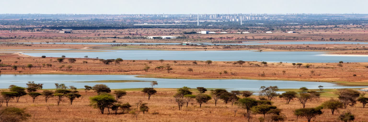 ブラジリアのセラード、高原、乾季、雨季、パラノア湖、水管理を表す景観