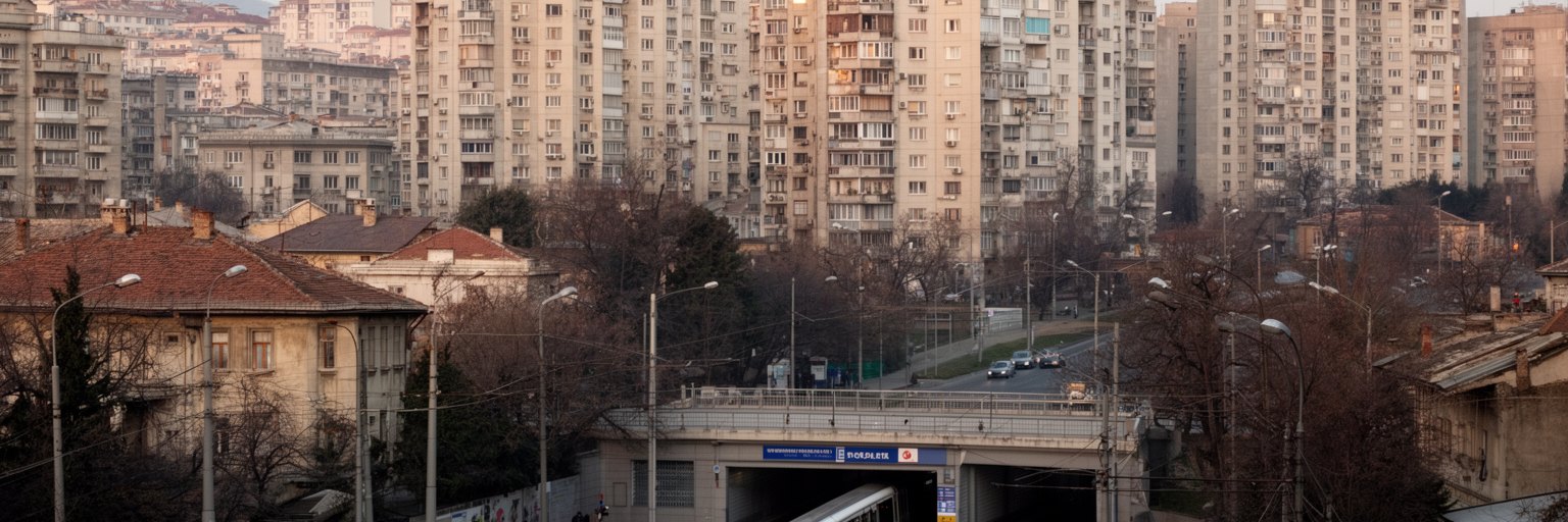 ブカレストの集合住宅、郊外住宅、地下鉄、トラム、通勤が重なる生活景観