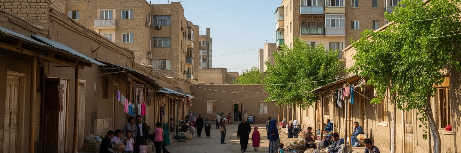 ブハラの中庭住宅、集合住宅、日常生活を表す画像