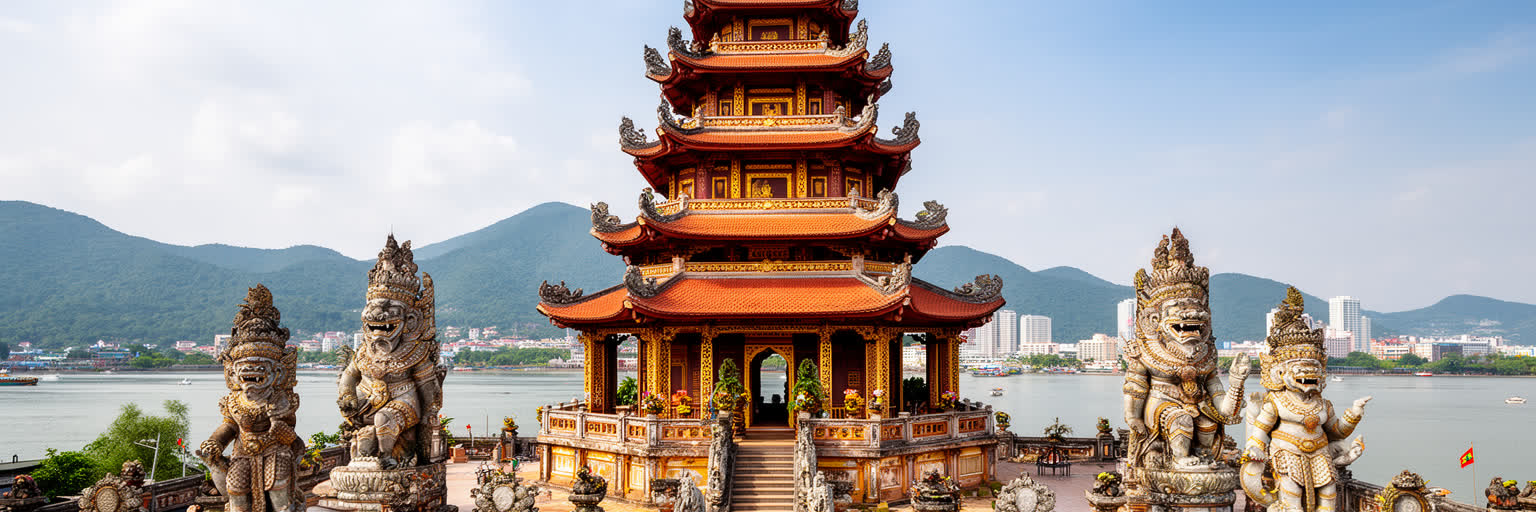 ダナンの寺院、チャンパ彫刻、地域祭礼を表す景観