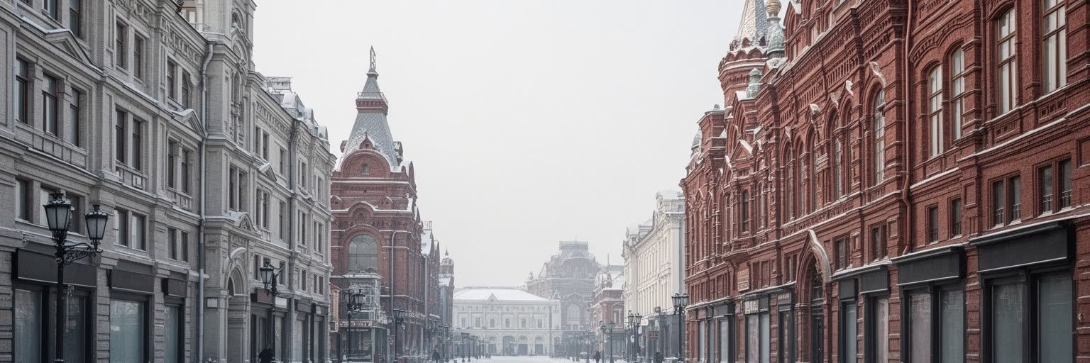 ハルビンのロシア建築と中央大街を表す画像