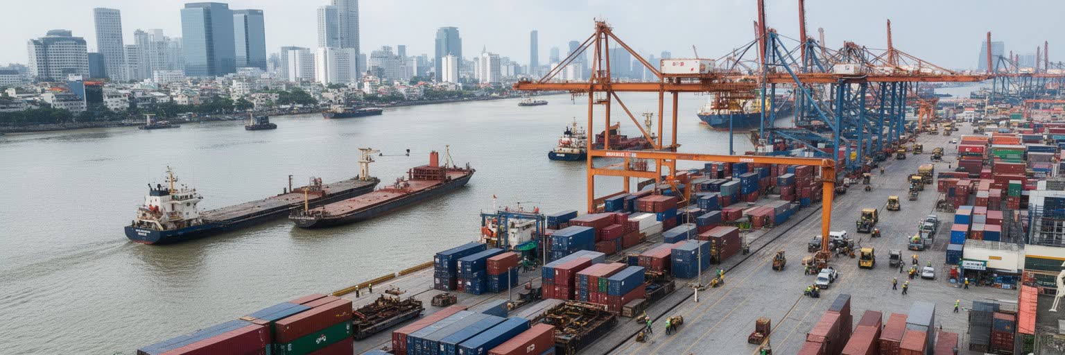 ホーチミンの港湾と物流を表す画像