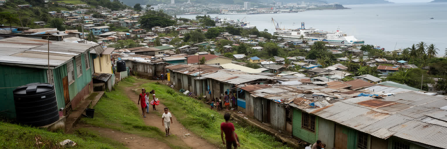 ホニアラの丘陵住宅、非公式居住地、水道、道路、家族の生活