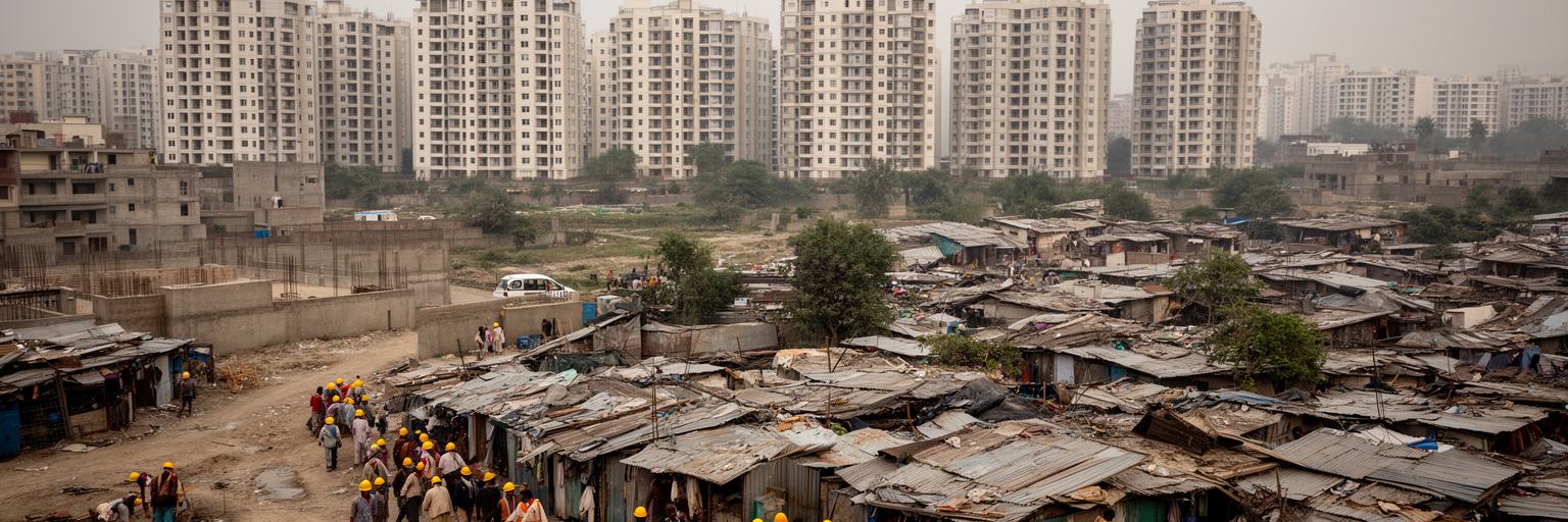 イスラマバードの住宅セクター、高層住宅、非公式集落、建設現場、通勤者の生活