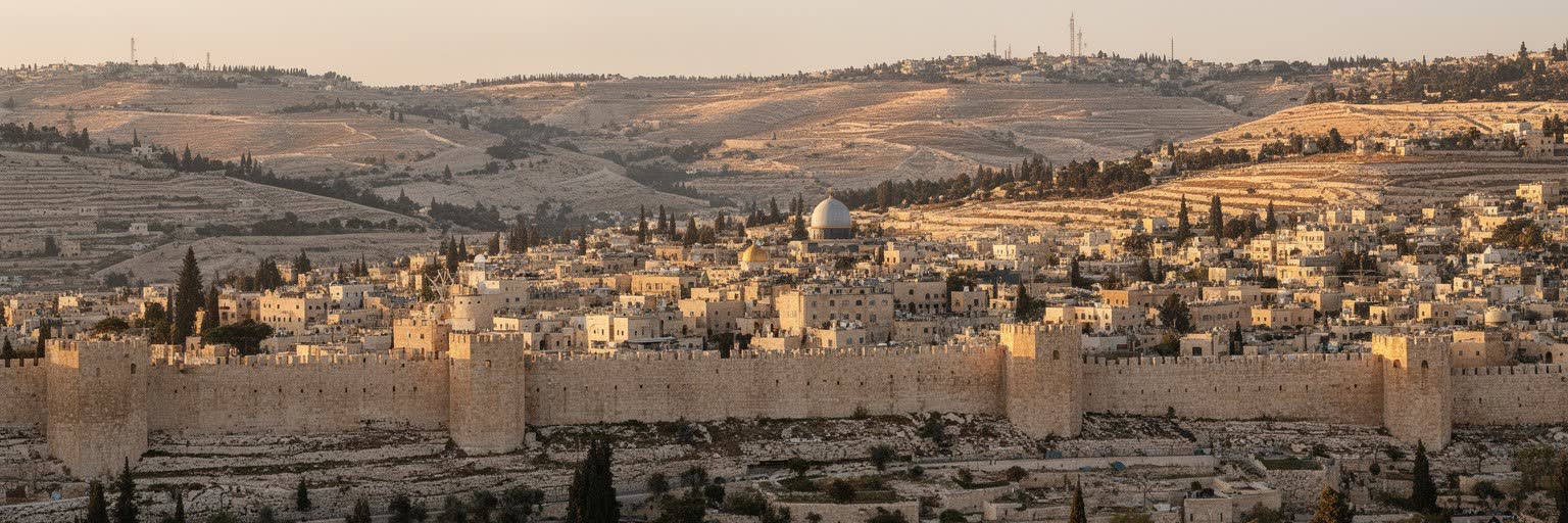 エルサレム旧市街の地形と城壁を表す画像