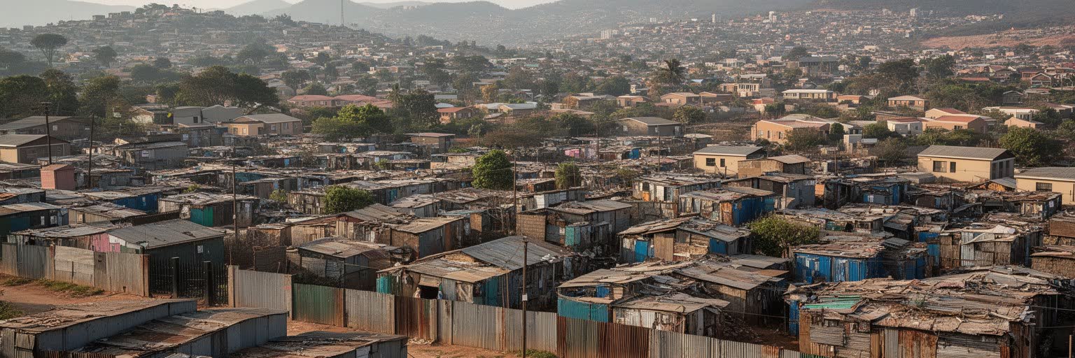 ヨハネスブルグの住宅格差と郊外を表す画像