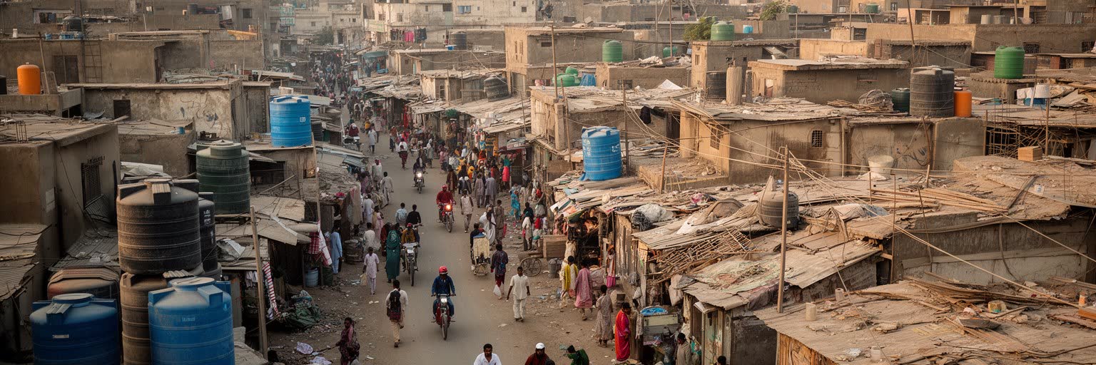 カラチの住宅地と非公式居住地を表す画像