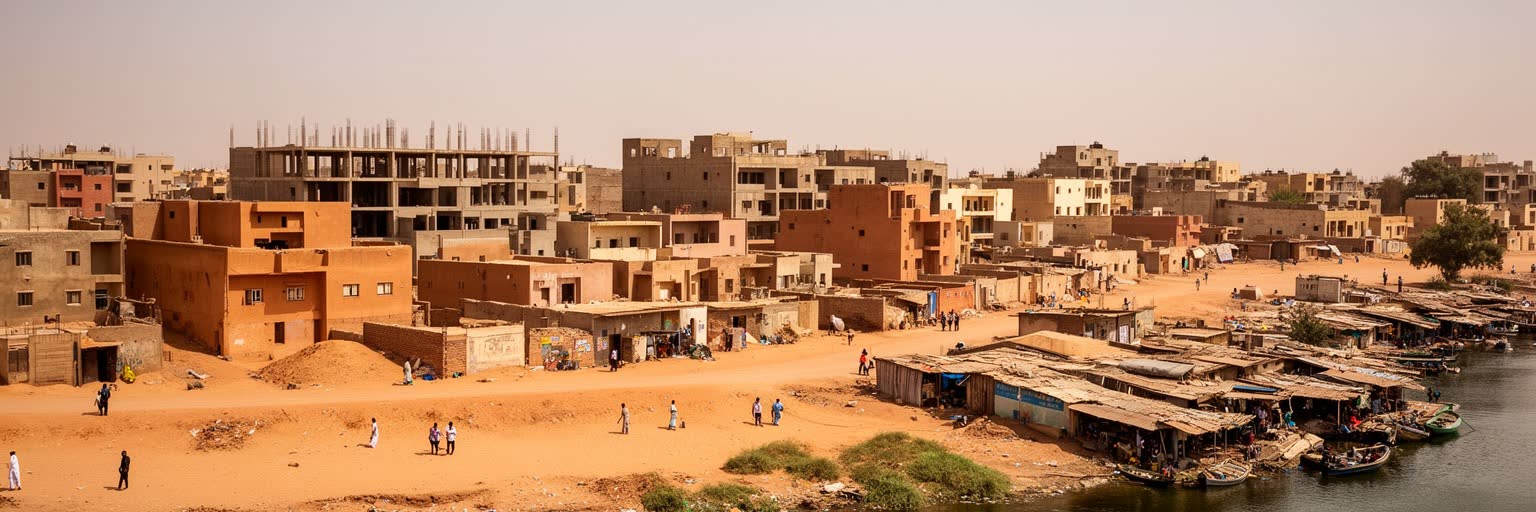 ハルツームの住宅地と近隣生活を表す画像