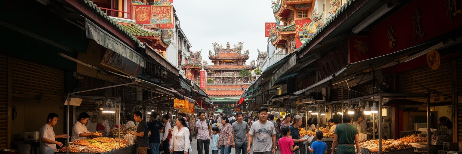 クアラルンプールのチャイナタウン、ブリックフィールズ、寺院、市場、商店街を表す景観