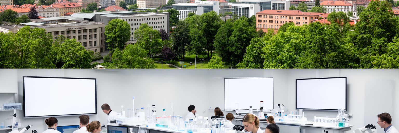 リュブリャナの大学、研究施設、製薬、IT、オフィス街を表す景観
