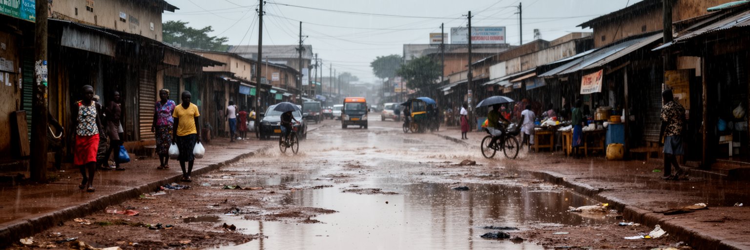 ルサカの雨季、排水、給水、衛生と気候リスクを表す街並み