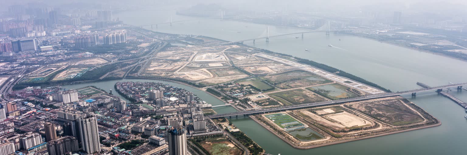 マカオ半島、タイパ、コタイ、珠江河口、珠海と香港への接続を表す景観