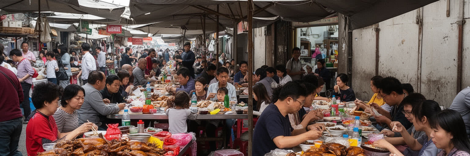 南京の塩水鴨、市場、秦淮河周辺の食堂、家族の食卓を表す食文化景観