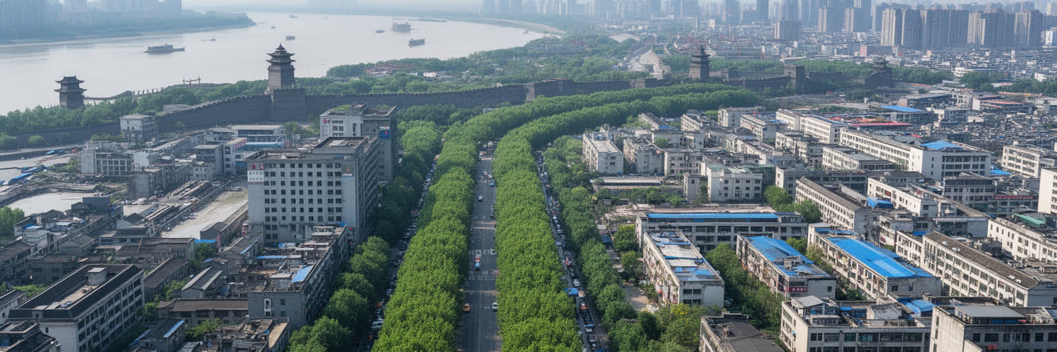 長江、城壁、追悼施設、大学、港湾、住宅地を重ねて南京を読む都市景観