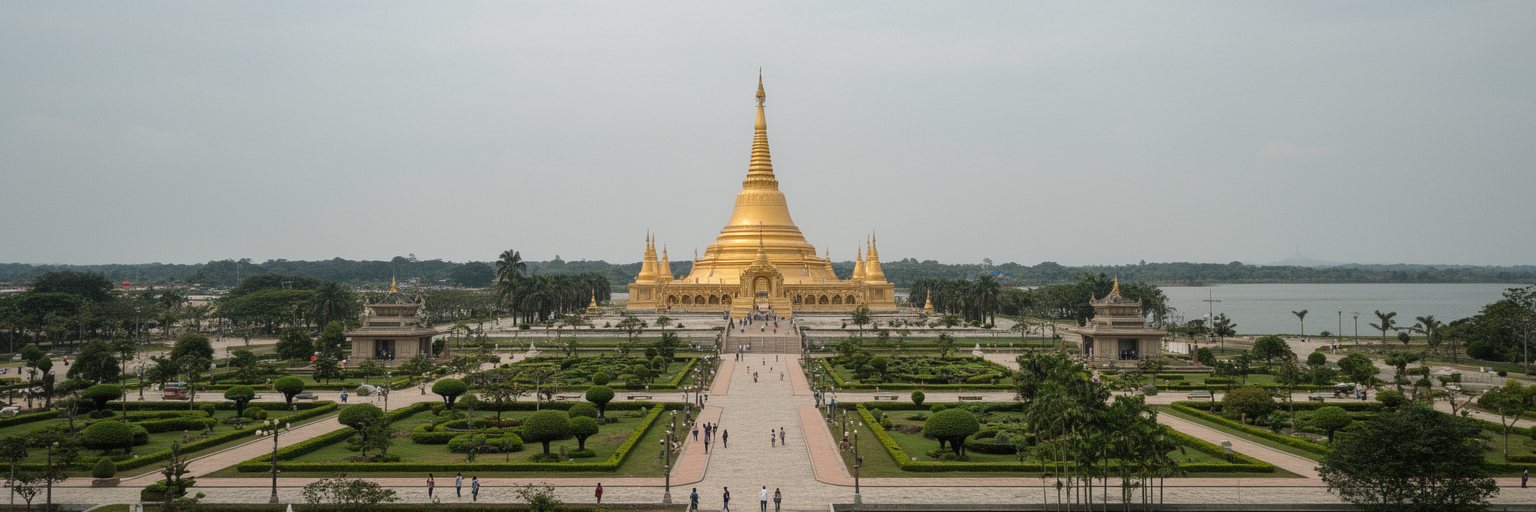 ネピドーの仏塔、庭園、博物館を巡る観光を表す画像