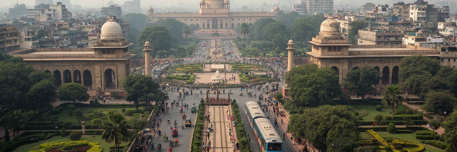 ニューデリーの大統領府、官庁街、インド門を結ぶ首都軸の景観