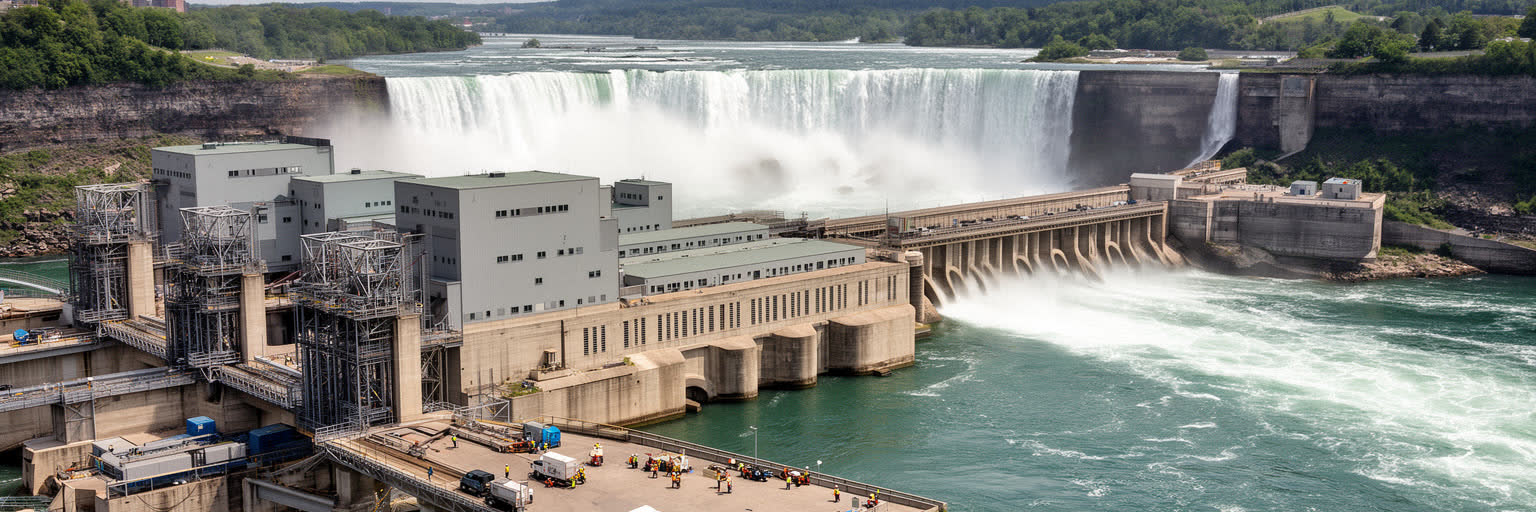 ナイアガラフォールズの水力発電と産業を表す画像