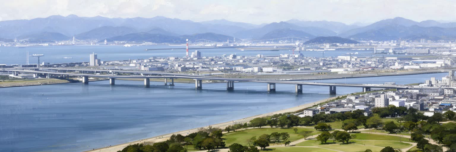 大阪湾、淀川、上町台地を含む都市地理