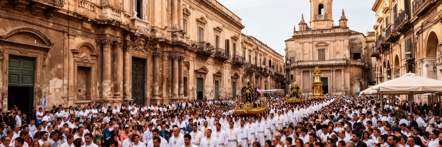 パレルモの教会街路、宗教行列、聖ロザリア祭を思わせる祝祭