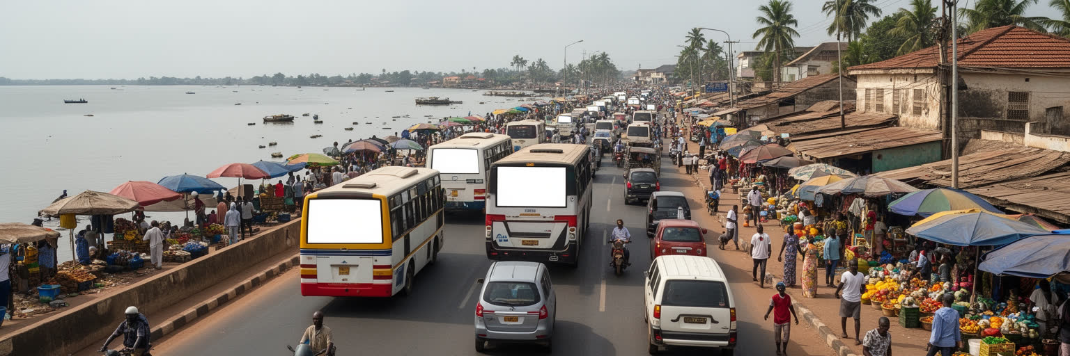 ポルトノボとコトヌーを結ぶ道路、通勤、物流、ラグーン沿いの景観