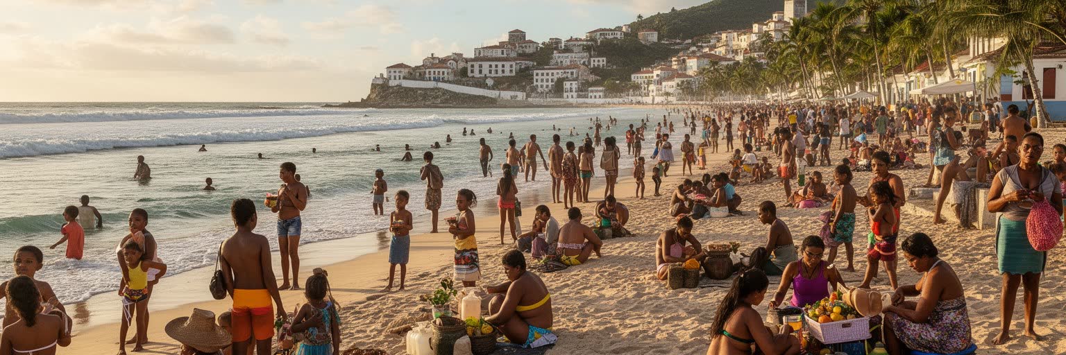 サルヴァドールの海岸と住民の日常生活