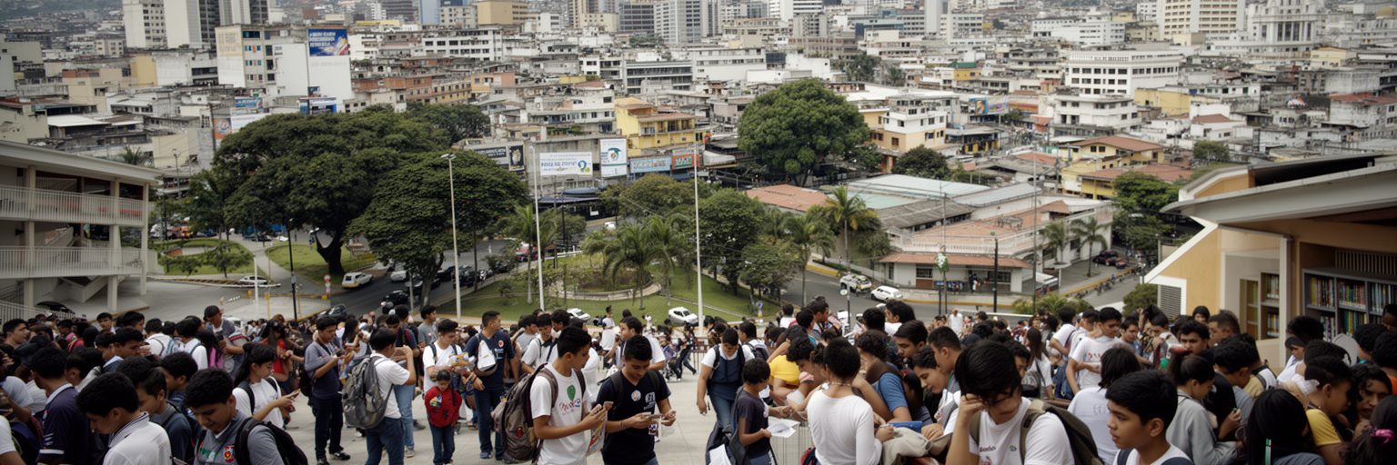 サンサルバドルの大学、学生、図書館、職業訓練、若者の通学と就職を表す都市景観