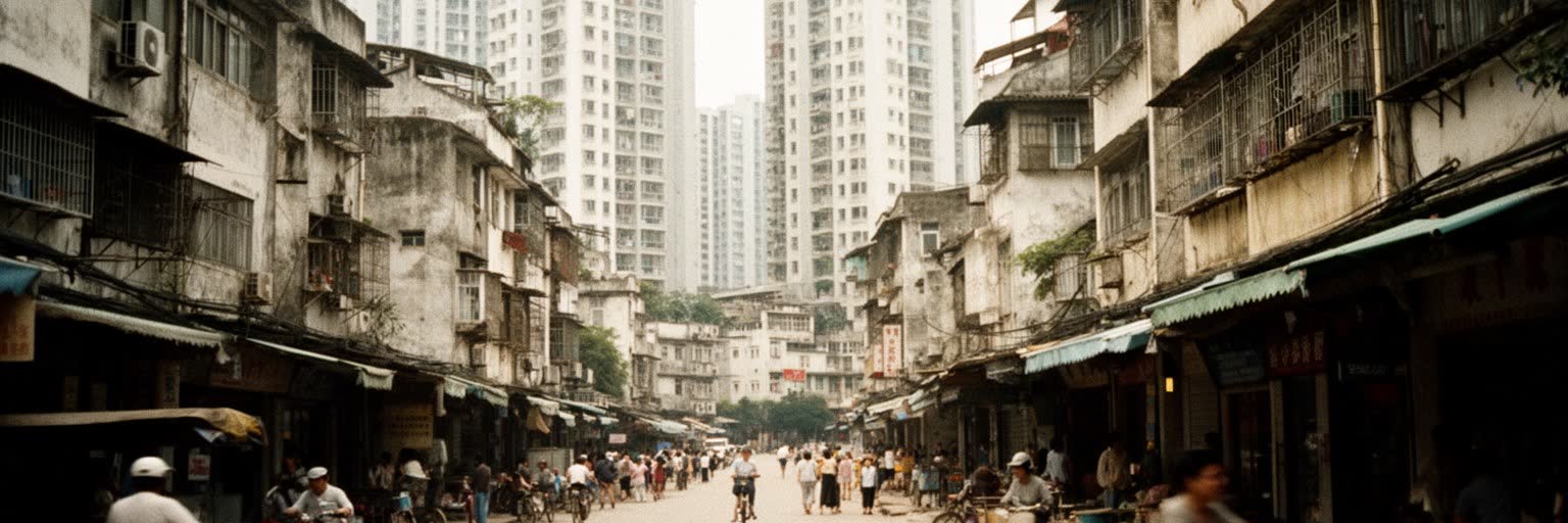 深圳の改革開放の記憶、国境、建設現場、初期の特区を表す都市景観