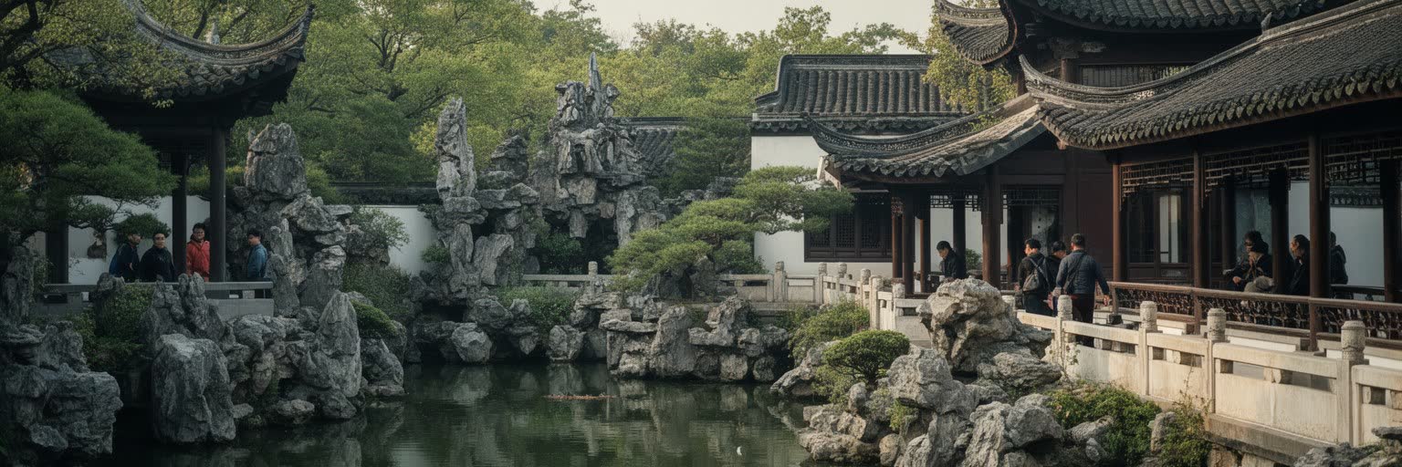 蘇州の古典園林、池、築山、亭、回廊が作る庭園遺産