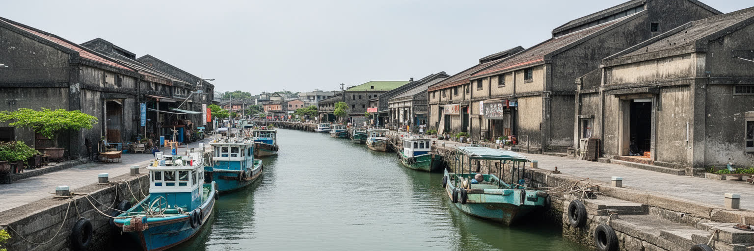安平の港と台南の海辺を表す画像