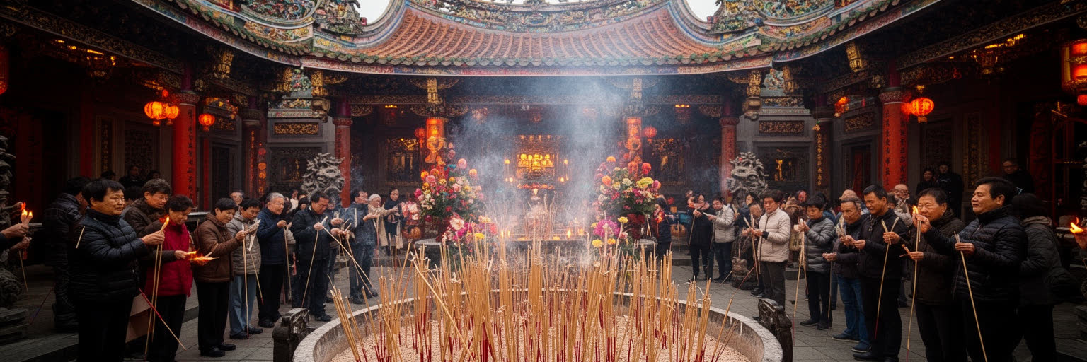 台南の廟と祭礼を表す画像