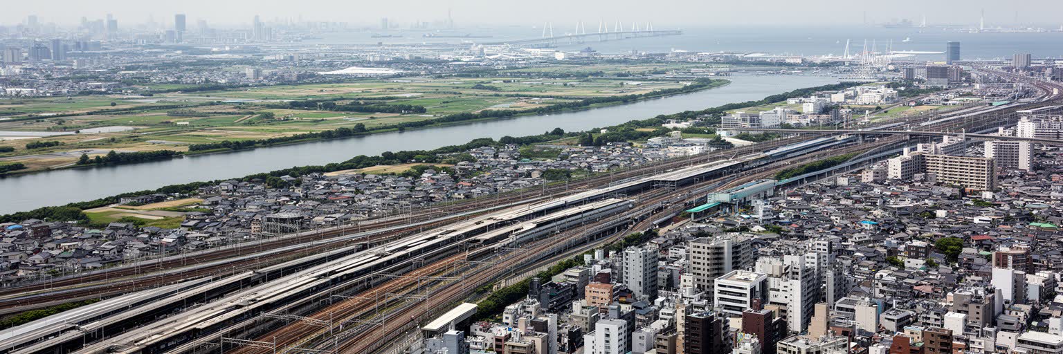 東京の地形と鉄道を表す画像