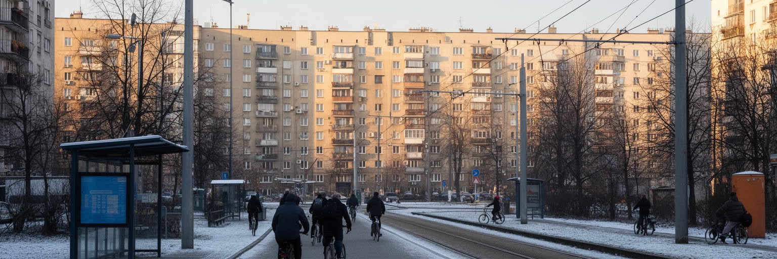 ワルシャワの住宅と通勤を表す画像