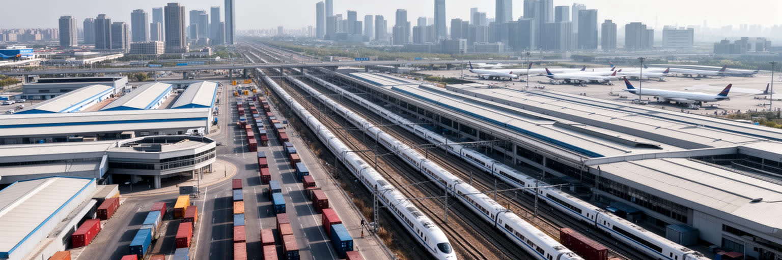 西安の鉄道、空港、物流網を表す画像