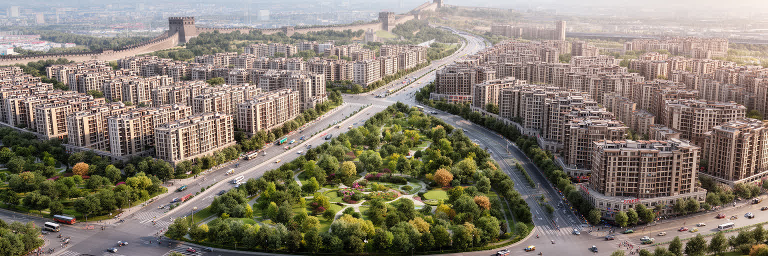 西安の郊外開発と新しい住宅地を表す画像