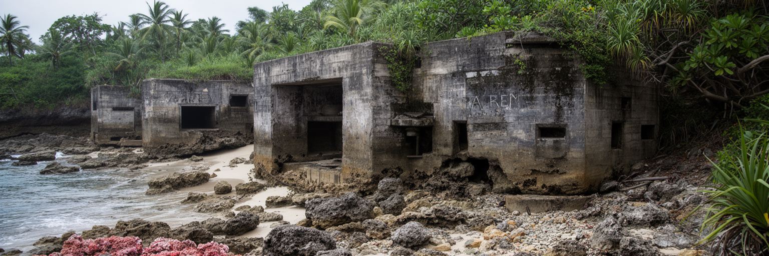 ヤレン周辺の第二次世界大戦の戦跡、海岸、防空壕、静かな記憶を表す景観
